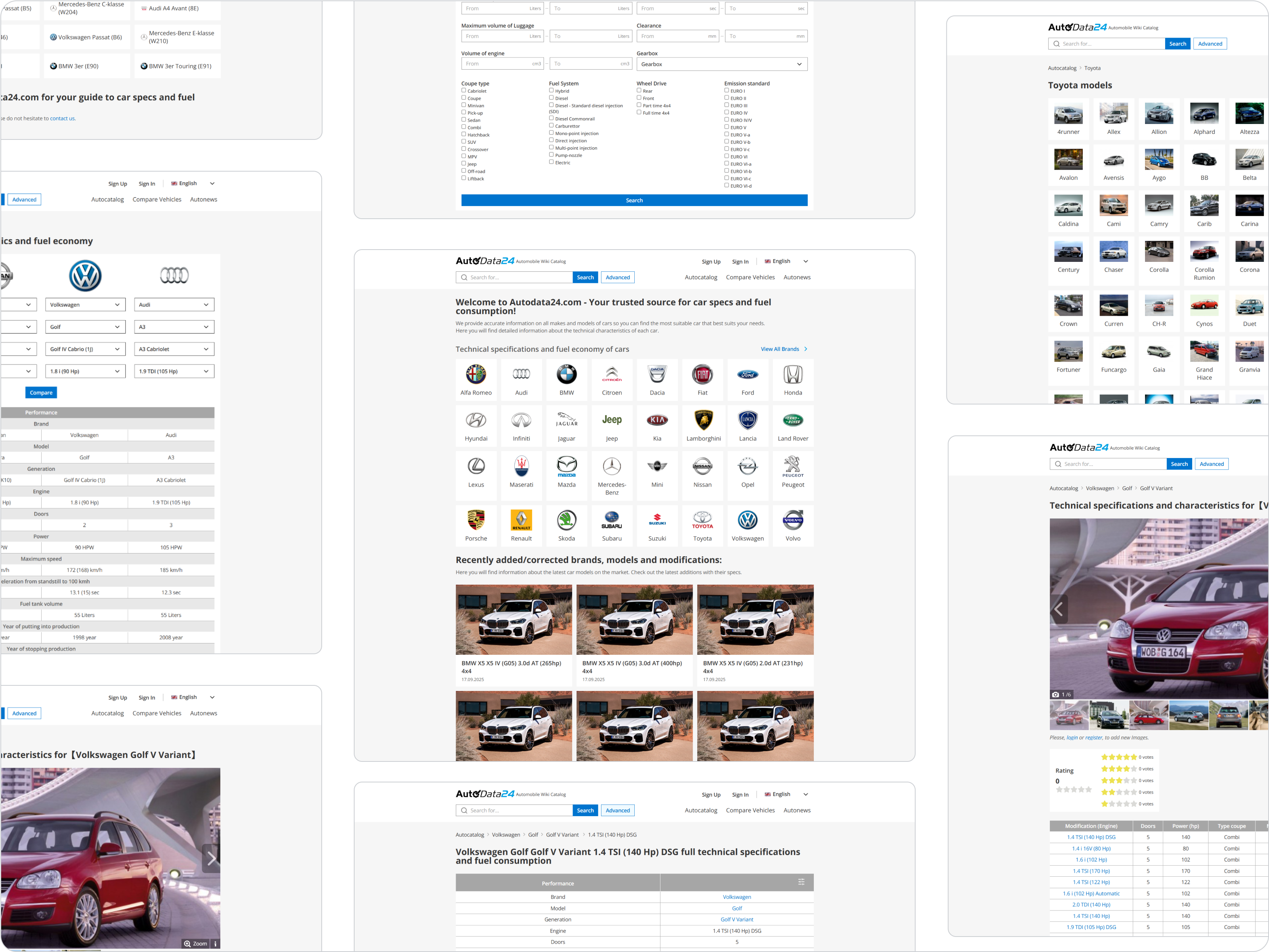 AutoData24 Screens